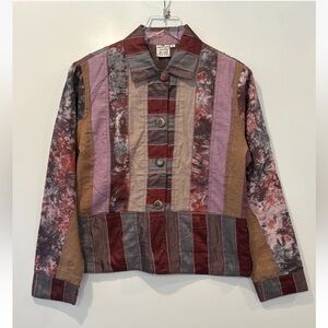 Parsley & Sage Womens Art To Wear Patchwork Button Up Jacket Size Small